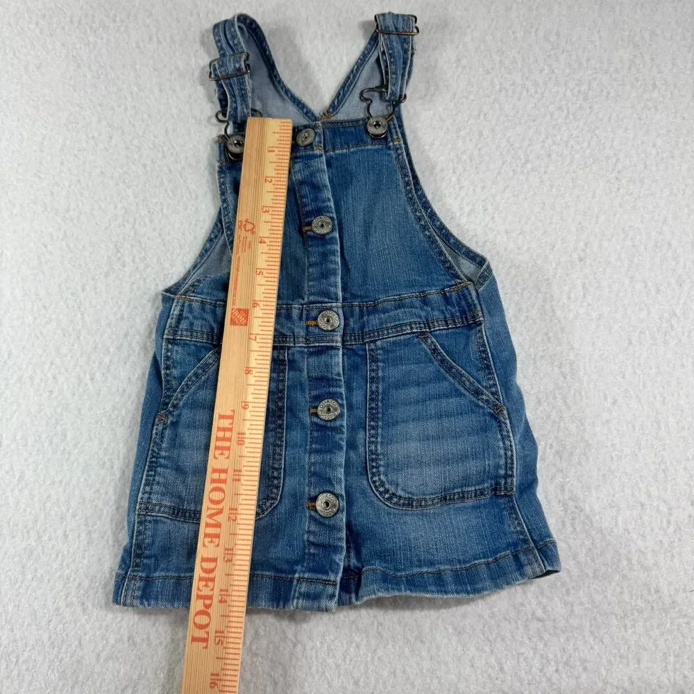 OshKosh B'Gosh 3T/3A Toddle Jean Overall Dress Snap front Buttons Osh Kosh